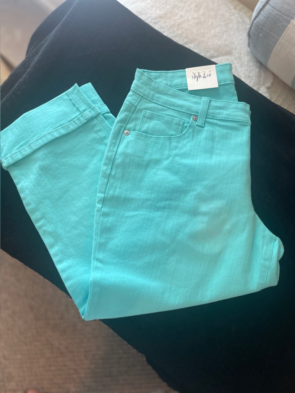 Style & Co. Teal Capri Jeans Size 6P NWT